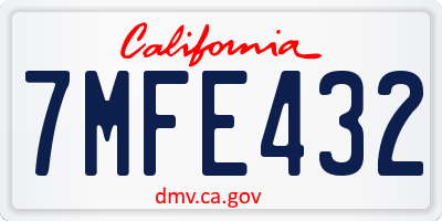 CA license plate 7MFE432