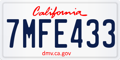 CA license plate 7MFE433
