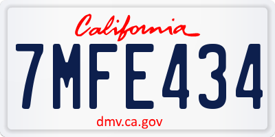 CA license plate 7MFE434
