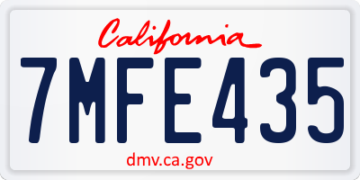 CA license plate 7MFE435