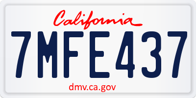 CA license plate 7MFE437