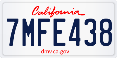 CA license plate 7MFE438