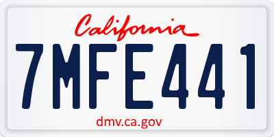 CA license plate 7MFE441