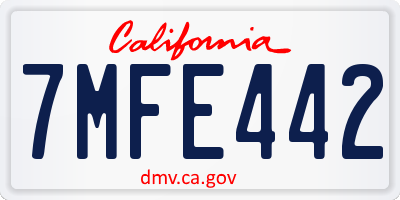 CA license plate 7MFE442