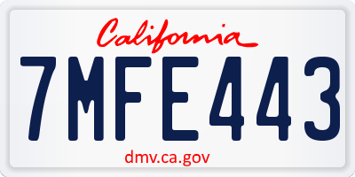 CA license plate 7MFE443