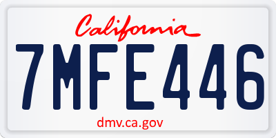 CA license plate 7MFE446