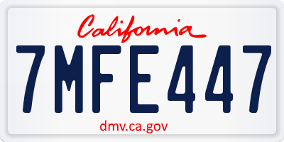 CA license plate 7MFE447