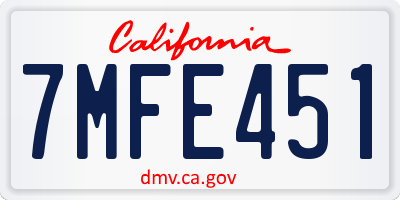 CA license plate 7MFE451