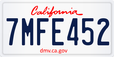 CA license plate 7MFE452