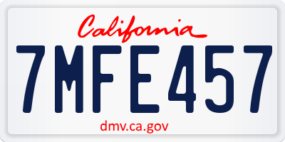 CA license plate 7MFE457