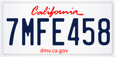 CA license plate 7MFE458
