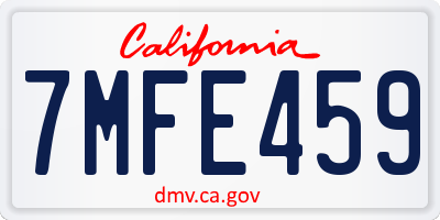 CA license plate 7MFE459
