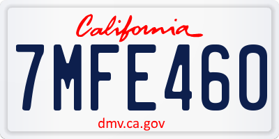 CA license plate 7MFE460