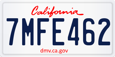 CA license plate 7MFE462