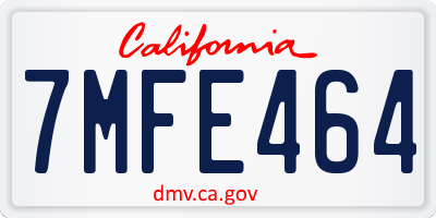 CA license plate 7MFE464