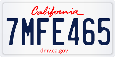 CA license plate 7MFE465
