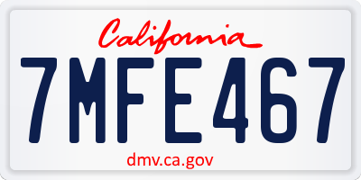 CA license plate 7MFE467
