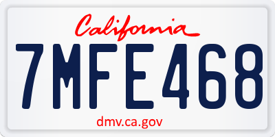 CA license plate 7MFE468