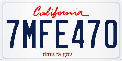 CA license plate 7MFE470