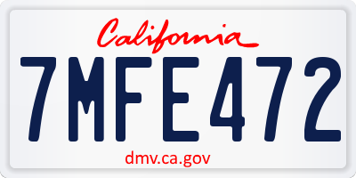 CA license plate 7MFE472