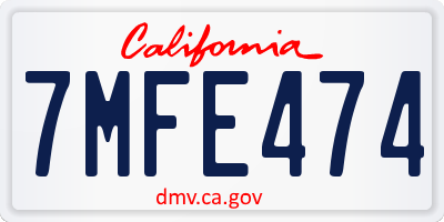 CA license plate 7MFE474