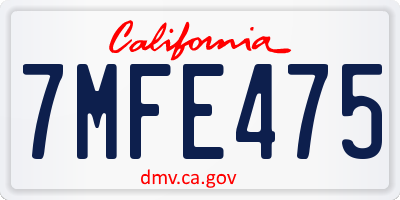 CA license plate 7MFE475