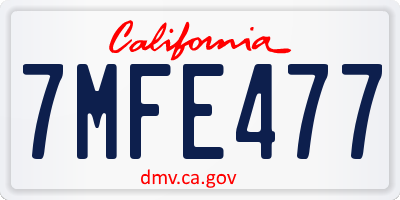 CA license plate 7MFE477