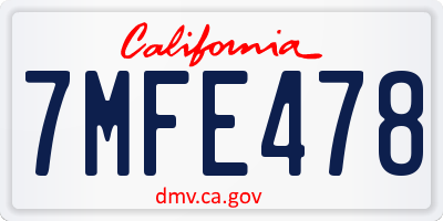 CA license plate 7MFE478