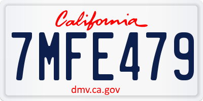 CA license plate 7MFE479