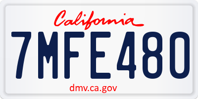 CA license plate 7MFE480