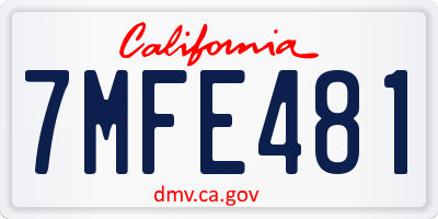 CA license plate 7MFE481
