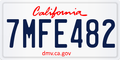 CA license plate 7MFE482