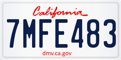 CA license plate 7MFE483