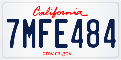 CA license plate 7MFE484