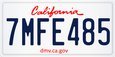 CA license plate 7MFE485
