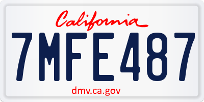 CA license plate 7MFE487