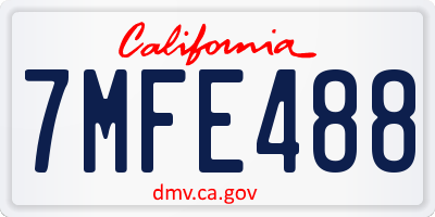 CA license plate 7MFE488