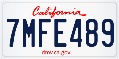 CA license plate 7MFE489