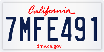 CA license plate 7MFE491