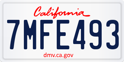 CA license plate 7MFE493