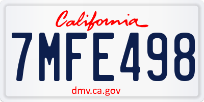 CA license plate 7MFE498