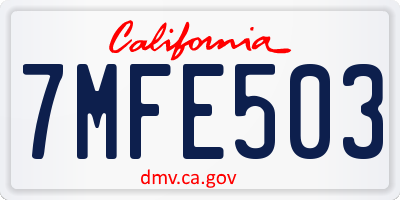 CA license plate 7MFE503