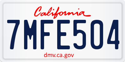 CA license plate 7MFE504