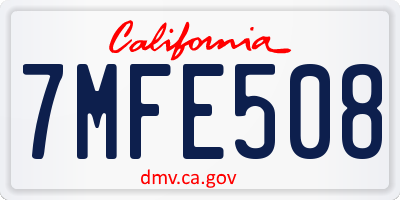 CA license plate 7MFE508