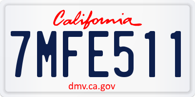 CA license plate 7MFE511