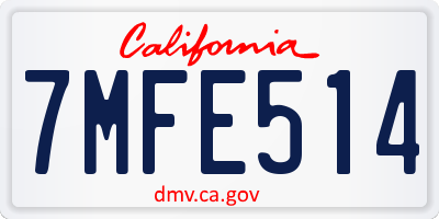CA license plate 7MFE514