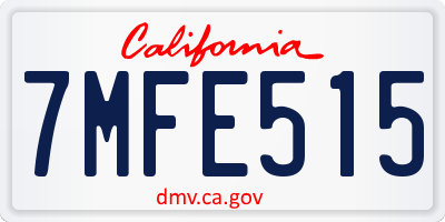 CA license plate 7MFE515