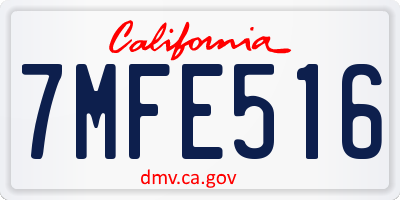 CA license plate 7MFE516