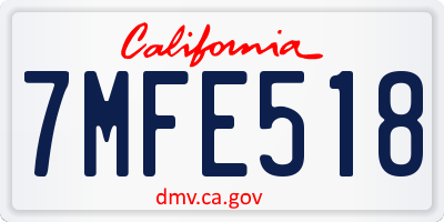 CA license plate 7MFE518
