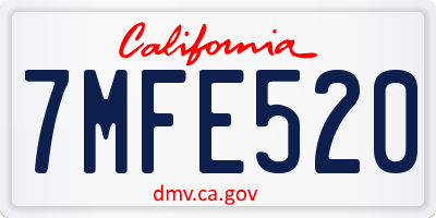 CA license plate 7MFE520